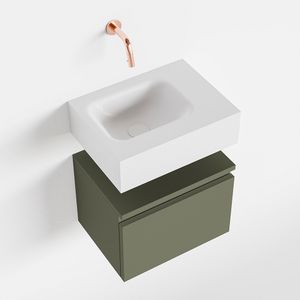 MONDIAZ ANDOR 40cm toiletmeubel army. LEX 40cm wastafel talc links geen kraangat