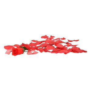 Voordelig valentijn cadeau rode kunstroos met rozenblaadjes   -