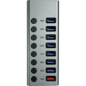 Maxtrack CH11L USB 3.0-hub 8 poorten Individueel schakelbaar Zilver-grijs