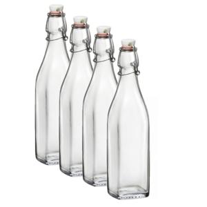 Beugelflessen/weckflessen transparant - 6x stuks - 250 ml - vierkant - Karaf