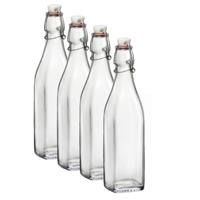 Beugelflessen/weckflessen transparant - 6x stuks - 250 ml - vierkant - Karaf