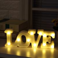 Creatieve liefde vorm warm witte LED decoratie licht 2 x AA batterijen Powered partij Festival tafel bruiloft lamp nachtlampje (wit)