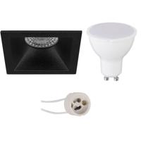 Mat Zwarte Vierkante LED Inbouwspot Set - GU10 - 4W Warm Wit 3000K
