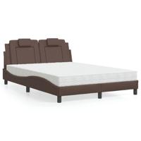 Bed met matras kunstleer bruin 120x200 cm