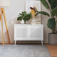 VidaXL Kastdeuren met lamellen 2 st 39,5x39,4 cm grenenhout wit