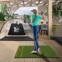 Golf Afslagmat Golfoefenmat Incl. 2 Rubberen Thees en 2 Uitlijnstaven Golfmat met 6 Slagposities voor Binnen en Buiten 152 x 117 cm - thumbnail