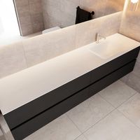 Badkamermeubel Solid Surface BWS Oslo 200x45 cm Mat Zwart Urban Rechts (1 kraangat, 4 lades)