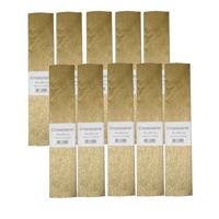 Crepe papier platte vellen - 10x - metallic goud - 250 x 50 cm - Knutselen met papier - Knutselspull