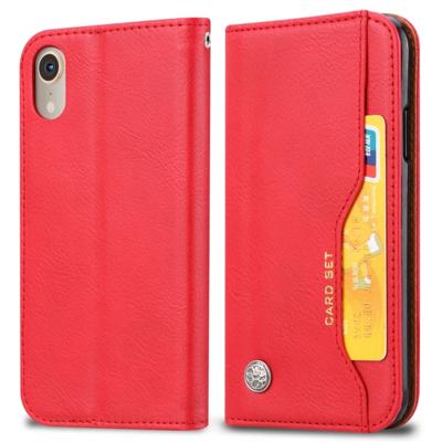 Knead huidtextuur horizontale Flip lederen case voor iPhone XR met foto frame & houder & kaartsleuven & portemonnee (rood)