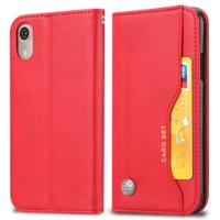Knead huidtextuur horizontale Flip lederen case voor iPhone XR met foto frame & houder & kaartsleuven & portemonnee (rood)