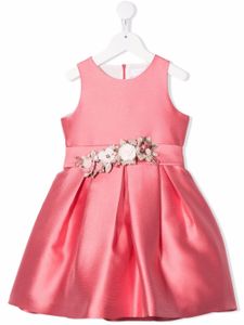 Mimilù robe à fleurs appliquées - Rose