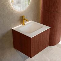 Badmeubel Mondiaz Kurve | 50 cm cm | Meubelkleur Ruby | Wastafelkleur Talc | Solid surface | Wasbak midden spoelbak | 1 kraangat