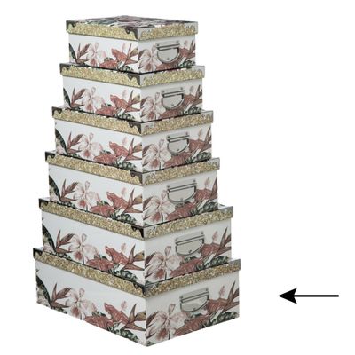 5Five Opbergdoos/box - 2x - wit - L48 x B33.5 x H16 cm - Stevig karton - Junglebox