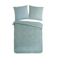 Pure Dekbedovertrek "luxe zizag biezen/ borduursels" - Groen - (135x200 cm) - Microfiber