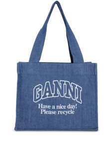 GANNI sac porté épaule à logo brodé - Bleu