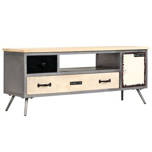 Tv-meubel 120x30x45 cm massief mangohout en staal