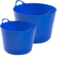 Flexibele emmers - 2x stuks - 14 liter en 39 liter - blauw