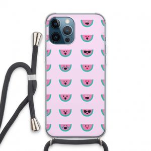 Smiley watermeloenprint: iPhone 13 Pro Max Transparant Hoesje met koord