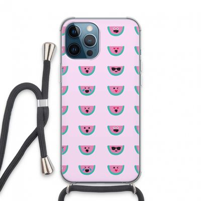 Smiley watermeloenprint: iPhone 13 Pro Max Transparant Hoesje met koord