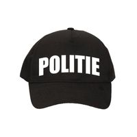 4x stuks zwarte politie agent verkleed pet / cap voor volwassenen - thumbnail