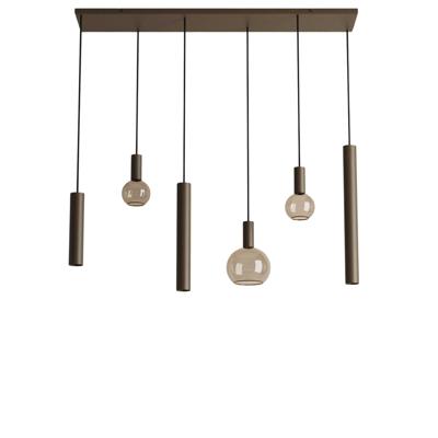 Hanglamp Riva recht 6 lichts platinum