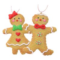 Kersthangers/ornamenten - 2x st-gingerbread peperkoeken - kunststof - 11 cm - thumbnail