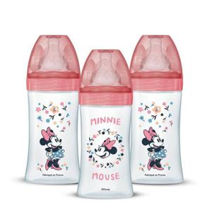 Set van 3 Dodie Anti -Color Initiation+ Biberons - Minnie - 270ml - 0-6 maanden - Ronde Pacifier - Debit 2