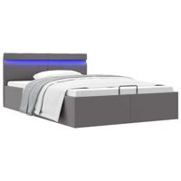 Bedframe met opslag hydraulisch LED kunstleer grijs 120x200 cm