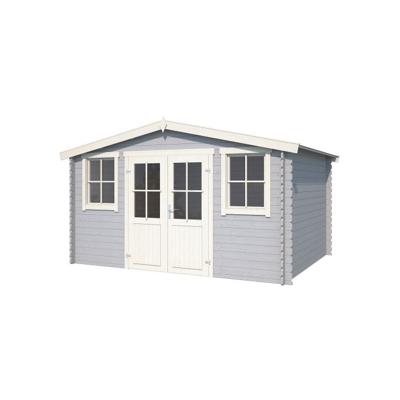 Blokhut Dallas 376x292 Platinum Grey-Wit - Outdoor life