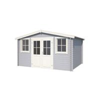 Blokhut Dallas 376x292 Platinum Grey-Wit - Outdoor life