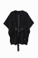Poncho/cape met ceintuur en rits - BLACK - U