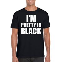 I am pretty in black tekst t-shirt zwart heren - thumbnail