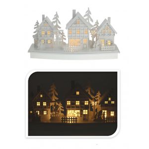 Houten kerstdorp wit met licht type 3