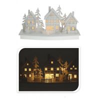 Houten kerstdorp wit met licht type 3 - thumbnail