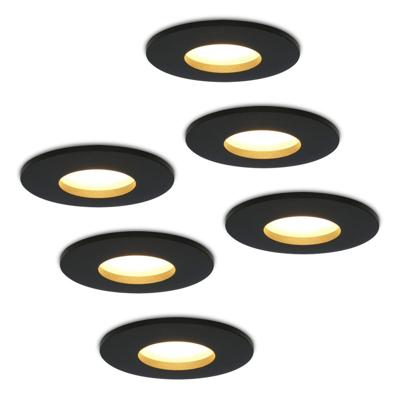 Set van 6 Porto - LED Inbouwspots - 4 Watt 345 lumen - 2700K Warm wit - GU10 - Dimbaar - Rond - IP44 voor badkamer, buiten en binnen - Zwart Set van 6 Porto - LED Inbouwspots - 4 Watt 345 lumen - 2700K Warm wit - GU10 - Dimbaar - Rond - IP44 voor badkamer, buiten en binnen - Zwart