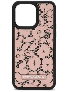 Dolce & Gabbana coque d'iPhone 14 Pro Max en dentelle fleurie - Rose