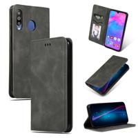 Retro huid voelen Business magnetische horizontale Flip lederen case voor Galaxy M30/A40s (donkergrijs)