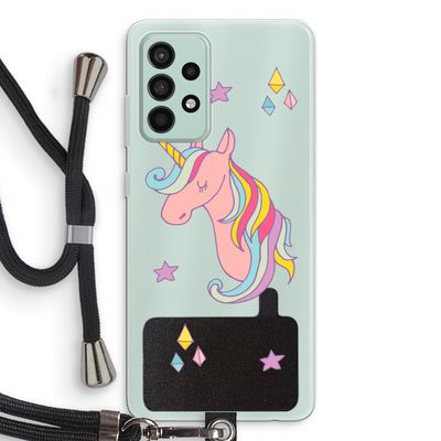 Roze eenhoorn: Samsung Galaxy A52s 5G Transparant Hoesje met koord