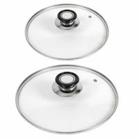 Gerimport universele glazen pannendeksels - 2x stuks - voor pannen met Dia 20 en 24 cm