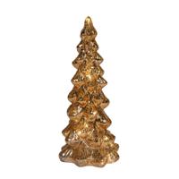 Kerstboom beeldje - goud - met LED licht - 25 cm - glas - decoratie kerstboompje