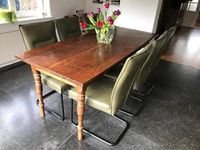 Set van 6 leren eetkamerstoelen - met sledepoot - groen leer - Echt leer, Industrieel, ontdek de vele Leersoorten en Kleuren bij ShopX