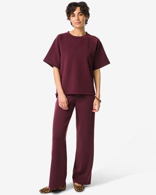 HEMA Damesbroek Elly regular fit jersey bordeauxrood (bordeauxrood)