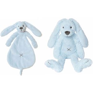 Kraamcadeau Rabbit Ritchie licht blauw Happy Horse knuffeldoekje en knuffel konijntje   -