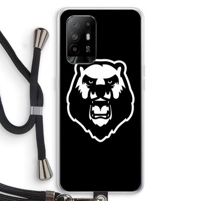 Angry Bear (black): Oppo A94 5G Transparant Hoesje met koord