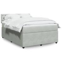 Boxspring met matras fluweel lichtgrijs 140x190 cm