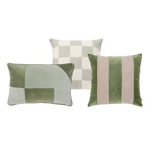 by fonQ Sierkussen Set van 3 - Velvet - Check - Stripe