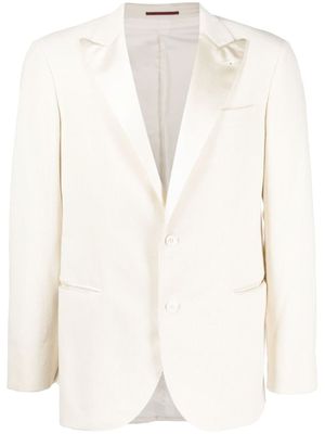 Brunello Cucinelli blazer boutonné à revers en soie - Blanc