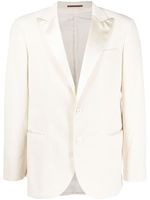 Brunello Cucinelli blazer boutonné à revers en soie - Blanc