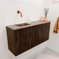 Toiletmeubel Mondiaz Joya Dlux | 91.6 cm | Meubelkleur Walnut | Faye wastafel Arena Wasbak Links | Zonder kraangat(en)