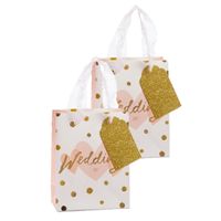 Pakket van 4x stuks papieren bruiloft giftbags/cadeau tasjes wit 11 x 14 x 6 cm cm - thumbnail